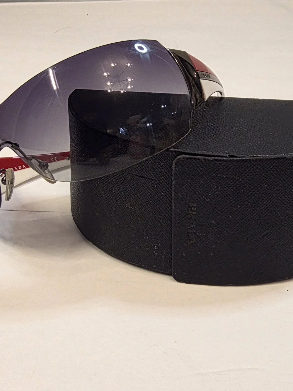 Rare Vintage Y2K PRADA Sport Shield Sunglasses 🏎️ SPR54G Red/White